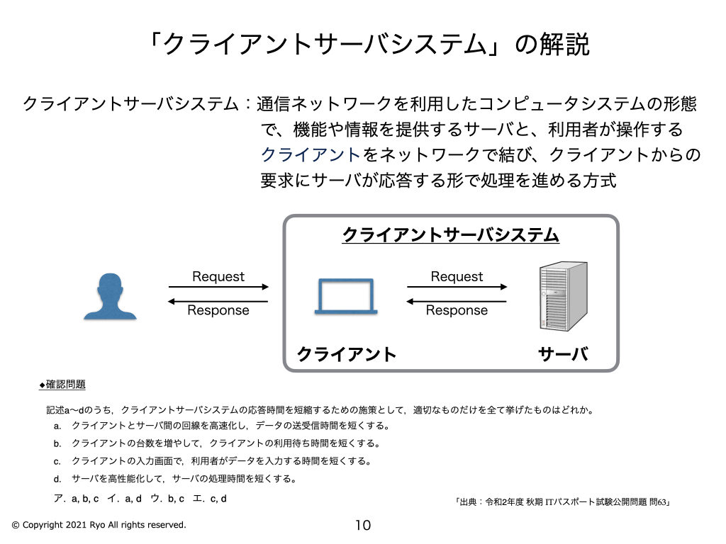 2進数へ変換（計算問題）」「クライアントサーバシステム」「DBMS」の解説 | IT study session〜よく分かるITパスポート試験の解説〜